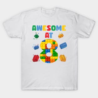 8 Year Old Building Blocks B-day Gift For Boys Kids T-Shirt